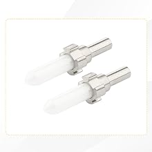 Series of images showing white plastic or metal connectors or adapters with sleek design, appearing to be technology accessories or connection devices.
