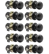 Probrico Passage Door Knobs Lock for Hall or Closet Black Flat Ball Interior Door Handles, 10 Pack