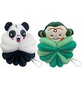 MURRI&MURRDI 2 Pcs Bath Loofahs for Kids, Soft Child Sponge for Shower Animal Body Scrubber for K...