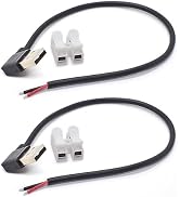 ELNONE 2PCS USB Pigtail 2 Wire,0.3M/1 Feet 20AWG 90 Degree USB 2.0 Male Plug 2 Pin Wire DIY Pigta...