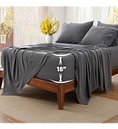 Bedsure Deep Pocket Queen Sheets - 6 Piece, Prewashed Ultra-Soft Queen Sheet Set, Fits Mattresses...