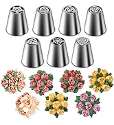 Suuker Russian Piping Tips Set, Stainless Steel Cupcake Flower Shaped Frosting Nozzle Kit, Kitche...