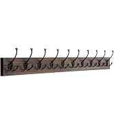 IBosins Wall Mounted Coat Rack with 10 Decorative Hooks, 34'' Long, Old Wood Color Coat Hanger, R...
