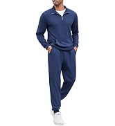 COOFANDY Men's Tracksuit 2 Piece Quarter Zip Sweatsuit Sets Casual Athletic Running Jogging Suits