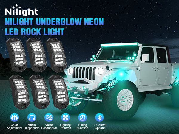 6pcs wide angle RGB led rock light remote Bluetooth app dual control