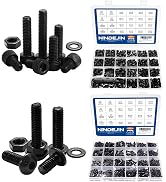 NINDEJIN M2 M3 M4 M5 Carbon Steel Hex Socket Head Cap Screw Bolts & Flat Washers & Nuts Assortmen...