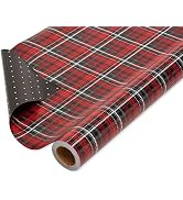 American Greetings Reversible Wrapping Paper Jumbo, Red and Black Plaid (1 Roll, 175 sq. ft)