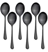 Serving Spoons, Matte Black X-Large Spoons, 6 Pieces 9.8 Inches Serving Tablespoons, AOOSY Stainl...