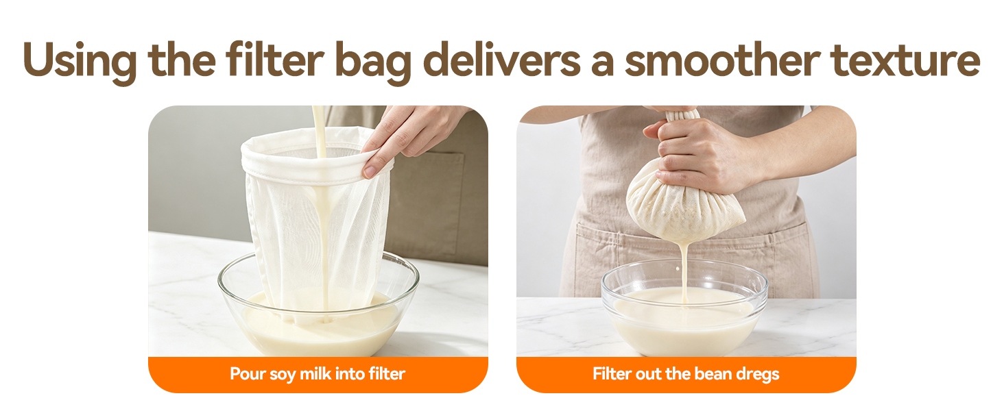 Use with filter bag for smoother texture