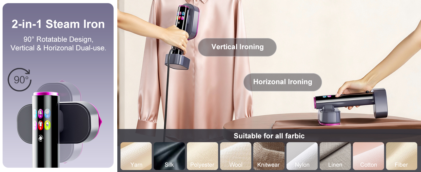 It can be ironed horizontally or vertically, and can rotate 180 degrees