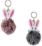 WisePoint 2PCS Keychain for Women, Fluffy Plush Keychain Cute Keychain with Rabbit Shape, Car Key...