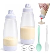 Pancake Batter Dispenser Bottle for Mixing and Pouring Perfect Batter,33 oz | 2 Pack Pancake Batt...
