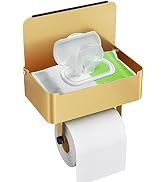 JUYSON Toilet Paper Holder with Shelf, Flushable Wipes Dispenser Fits for Bathroom Wipe Storage, ...