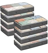 Budding Joy 90L Under Bed Storage Containers, 8 Pack Storage Bags Grey | Foldable underbed storag...