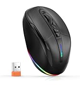 FMOUSE Computer Mouse Wireless, Silent Mouse with RGB Lights Dual Mode 2.4G Wireless & Bluetooth ...