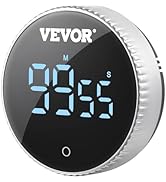 VEVOR Digital Kitchen Timer, Magnetic Countdown Countup Timer with 3-inch Large LED Display, 3 Vo...