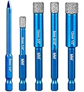 SALI Diamond Core Drill Bits Set 5pcs Tile Hole Saws Vacuum Brazed Hole Saw with 1/4 Inch Hex Sha...