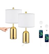 Ldeco Touch Dimmer Table Lamp for Bedroom,Bedside Lamp with USB Port Elegant Nightstand Lamp with...