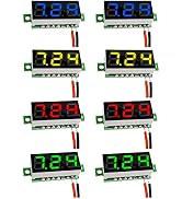 Sumklin Mini DC Voltmeter 2-Wire DC 2.5-30V Voltage Tester 8PCS 0.28 inch LED Panel 4 Colors Comb...