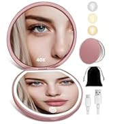 SisKokoro Compact Mirror with Light, Rechargeable 40X Magnifying Mirror with 3 Lighting Modes & D...