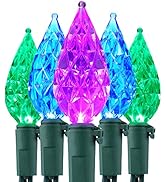 ODEETRONIC Christmas String Lights, 19.68ft 60 LED Connectable Purple Green Blue Lights Set, 120V...
