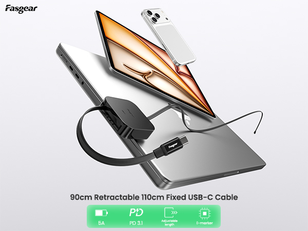 240w retractable usb c cable desk mount