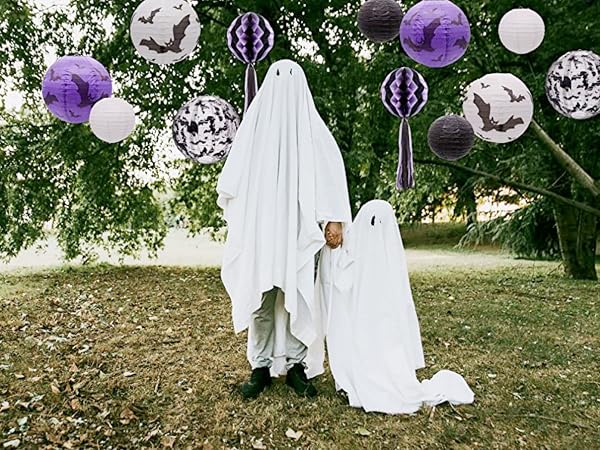 halloween yard boo purple paper lantern