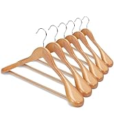 HOUSE DAY Wide Shoulder Wooden Hangers, Suit Hangers with Non Slip Pants Bar, Smooth Finish 360° ...