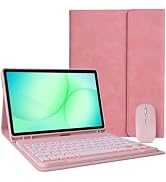 ROKEYBOR for Galaxy Tab A11 Plus case with Keyboard & Galaxy Tab A9 Plus 10.9inch,Mouse and 7 Col...