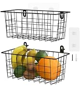 MaraFansie Hanging Kitchen Baskets Wire Storage Basket Adhesive and Screws Basket Over the Cabine...