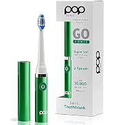 Pop Sonic Electric Toothbrush (Green Solid) - Travel Toothbrushes w/AAA Battery | Kids Electric T...
