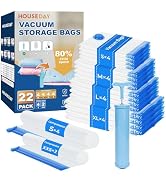 HOUSE DAY 22 Pack Vacuum Storage Bags with Pump,Space Saving Vacuum Seal Bags For Clothing Travel...