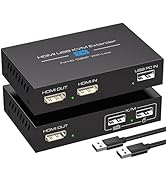 VPFET HDMI KVM USB Extender 394ft 120M Over Cat 5e 6 7 1080P Ethernet Balun Transmitter Receiver ...