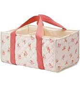 CEUTNIZ Floral Versatile Car Storage Basket Quilted Floral Baby Diaper for Car,Home and On-the-Go...