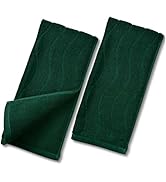 2-Piece Hand Towels Set in Forest Green, Wavy Striped Jacquard Towels for Bathroom Kitchen Gifts ...