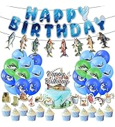 Fishing Birthday Party Decorations Include Fish Happy Birthday Banners Cake Cupcake Toppers Ballo...