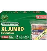 Seal Fresh 10 Gallon Large Plastic Storage Bags – 24" x 24" (15 Count) – Reusuable XXL Extra Larg...