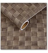 CRE8TIVE Non-Textured Tan Brown Rattan Wallpaper Stick and Peel Faux Woven Pattern Brown Contact ...