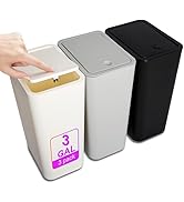 N. NETDOT 3 Pack Small Trash Can with lid, 3 Gallon Bathroom Trash Can,Garbage Can Slim Trash Bin...