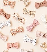 Niceye Baby Hair Clips - 24 Pcs Fully Lined Hair Bow Clips for Fine Hair Cotton Tiny Hair Barrett...