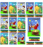 Craytastic! Kids Coloring Book Set with 12 Coloring Books and 48 Crayons Dinosaurs Animals Ocean