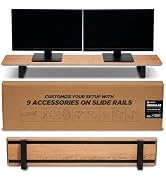 ULTRARM Moodular Wooden Monitor Stand 45.6” (116cm) Large Desk Organizer with Metal Slide Rails f...