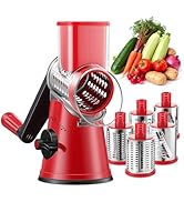 GDL Rotary Cheese Grater Hand Crank with 5 Interchangeable Blades - Upgraded Cheese Shredder Feat...