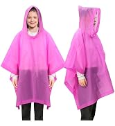 ANYOO 2 Pack Raincoats for Kids Emergency Ponchos Reusable Rain Poncho with Hood Waterproof Rain ...