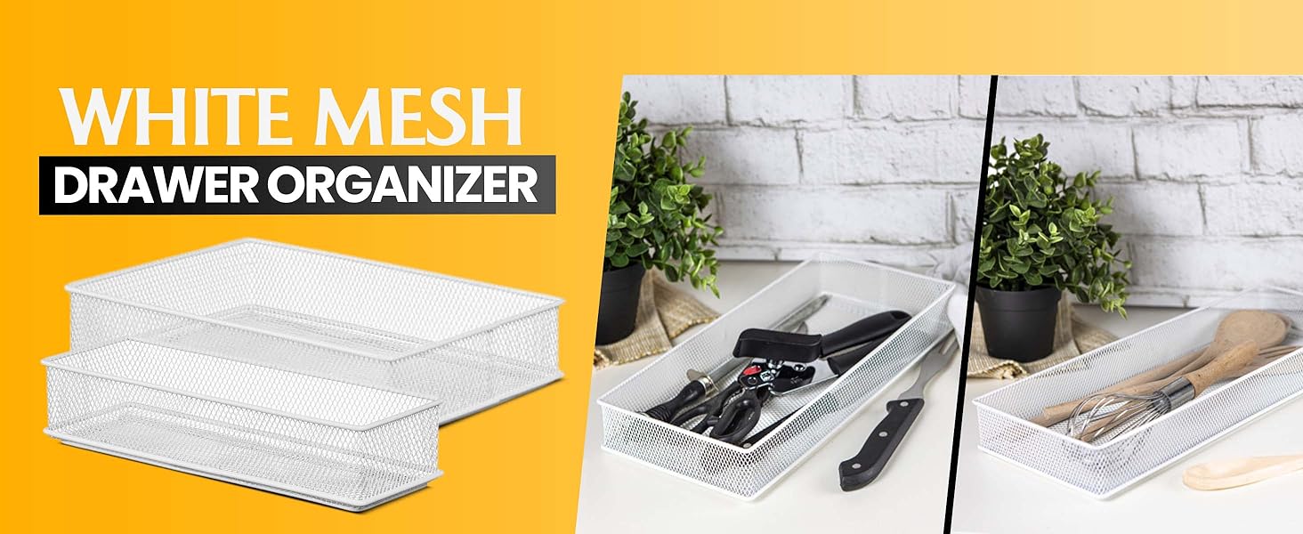 white mesh drawer organizer
