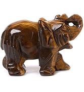 Carved Natural Golden Tiger Eye Gemstone Elephant Healing Crystal Guardian Statue Figurine Crafts...