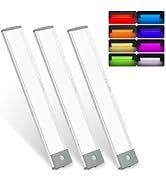 LEPOTEC Motion Sensor Cabinet Lighting,RGB LED Closet Lights Wireless USB Charging Cupboard Night...