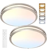 AKAARI 17.5 Inch Flush Mount Ceiling Light - 2 Pack 60W Remote Control Dimmable Led Ceiling Light...