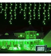 Hopolon 33FT 360L LED Christmas Icicle Lights Outdoor Waterproof,8 Modes Plug in Curtain String L...
