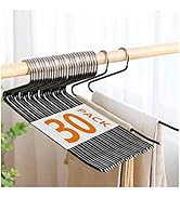 ELONG HOME Slack Pants Hangers, 30 Pack Open Ended Design Durable Anti-Rust Chrome Metal Hangers,...